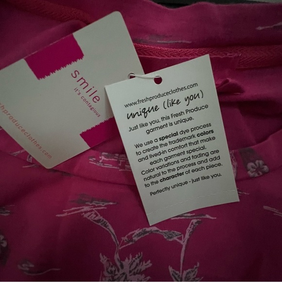 New FRESH PRODUCE Small Pink $72 SEASIDE Escape KYLIE Tee Dress Tropical Print - Picture 11 of 16